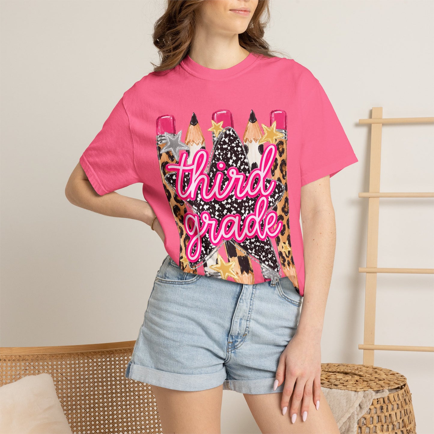 Third Grade Leopard Pencil T-Shirt
