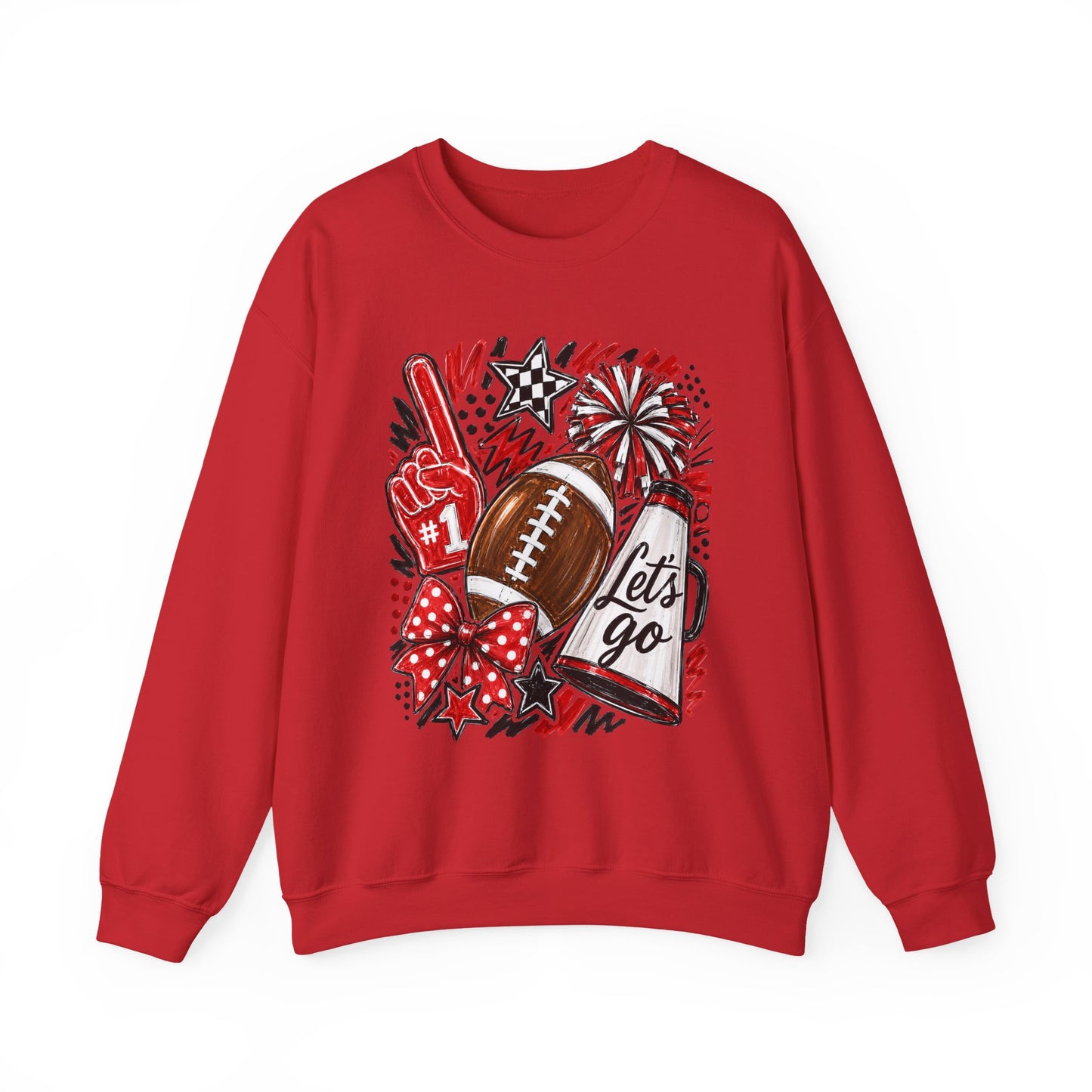 Football Spirit Crewneck Sweatshirt — “Let’s Go” Game Day Red