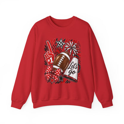 Football Spirit Crewneck Sweatshirt — “Let’s Go” Game Day Red