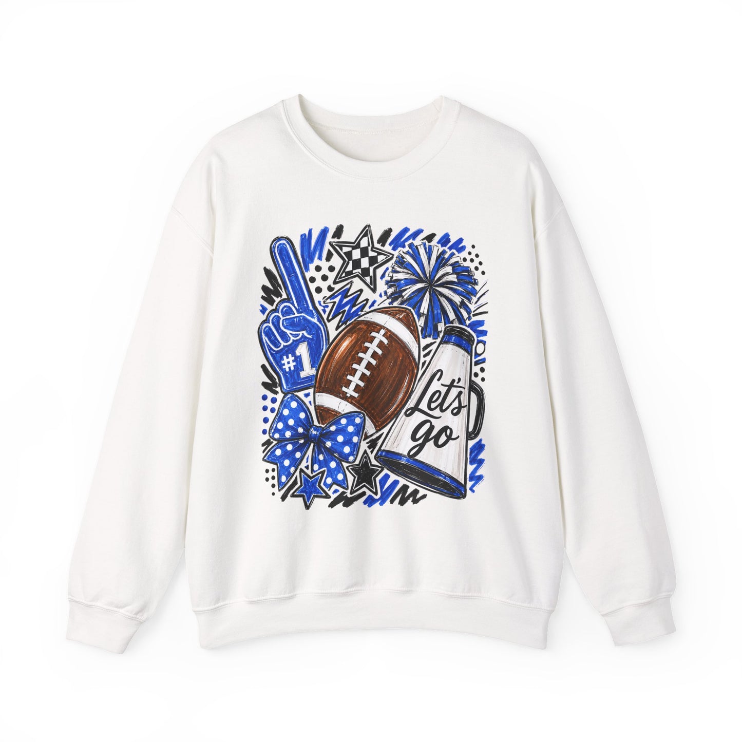 Football Fan Crewneck Sweatshirt – "Let's Go" Game Day Blue