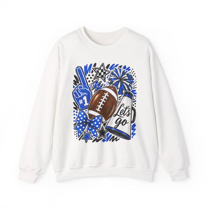 Football Fan Crewneck Sweatshirt – "Let's Go" Game Day Blue
