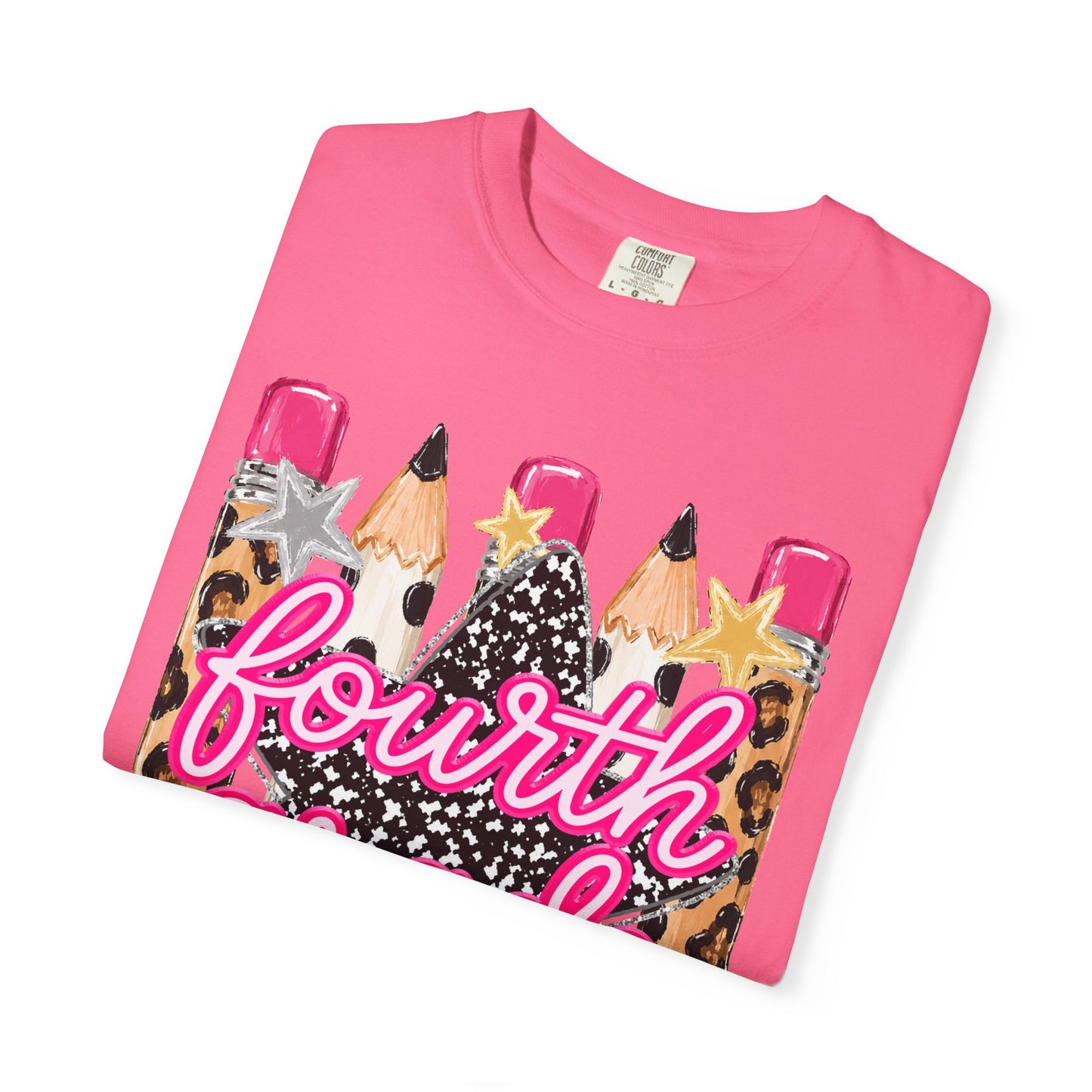 Fourth Grade Leopard Pencil T-Shirt