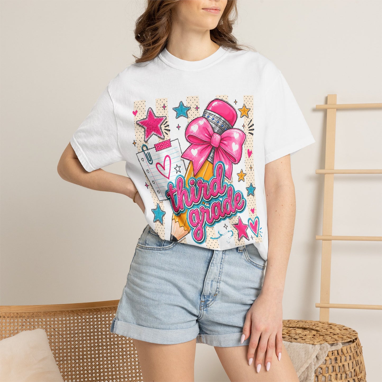 Third Grade Pencil & Microphone T-Shirt