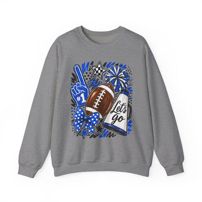 Football Fan Crewneck Sweatshirt – "Let's Go" Game Day Blue