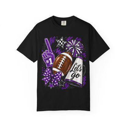 Football Spirit T-Shirt – "Let's Go" Cheer Graphic Purple
