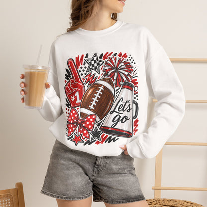 Football Spirit Crewneck Sweatshirt — “Let’s Go” Game Day Red