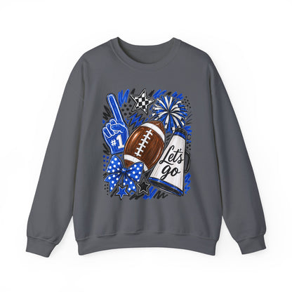 Football Fan Crewneck Sweatshirt – "Let's Go" Game Day Blue