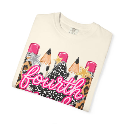 Fourth Grade Leopard Pencil T-Shirt