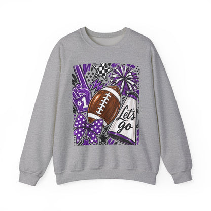 Football Spirit Crewneck Sweatshirt — “Let’s Go” Game Day Purple