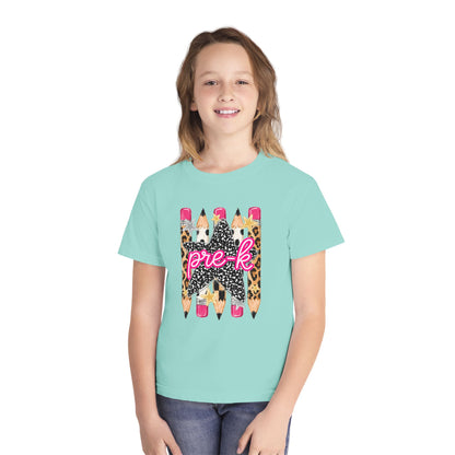 Pre-K Leopard Pencil Youth Tee — Cute Back-to-School Shirt for Preschool Girls