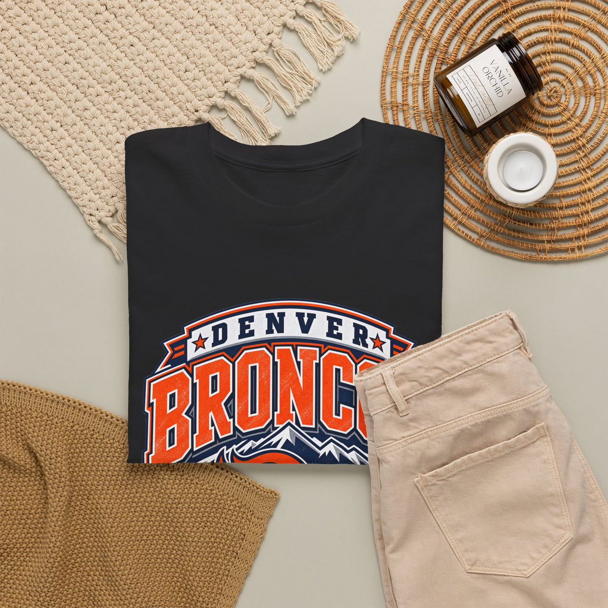 Denver Broncos-Retro Mountain Football Tee