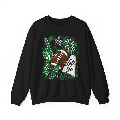 Football Spirit Crewneck Sweatshirt — “Let’s Go” Game Day Green