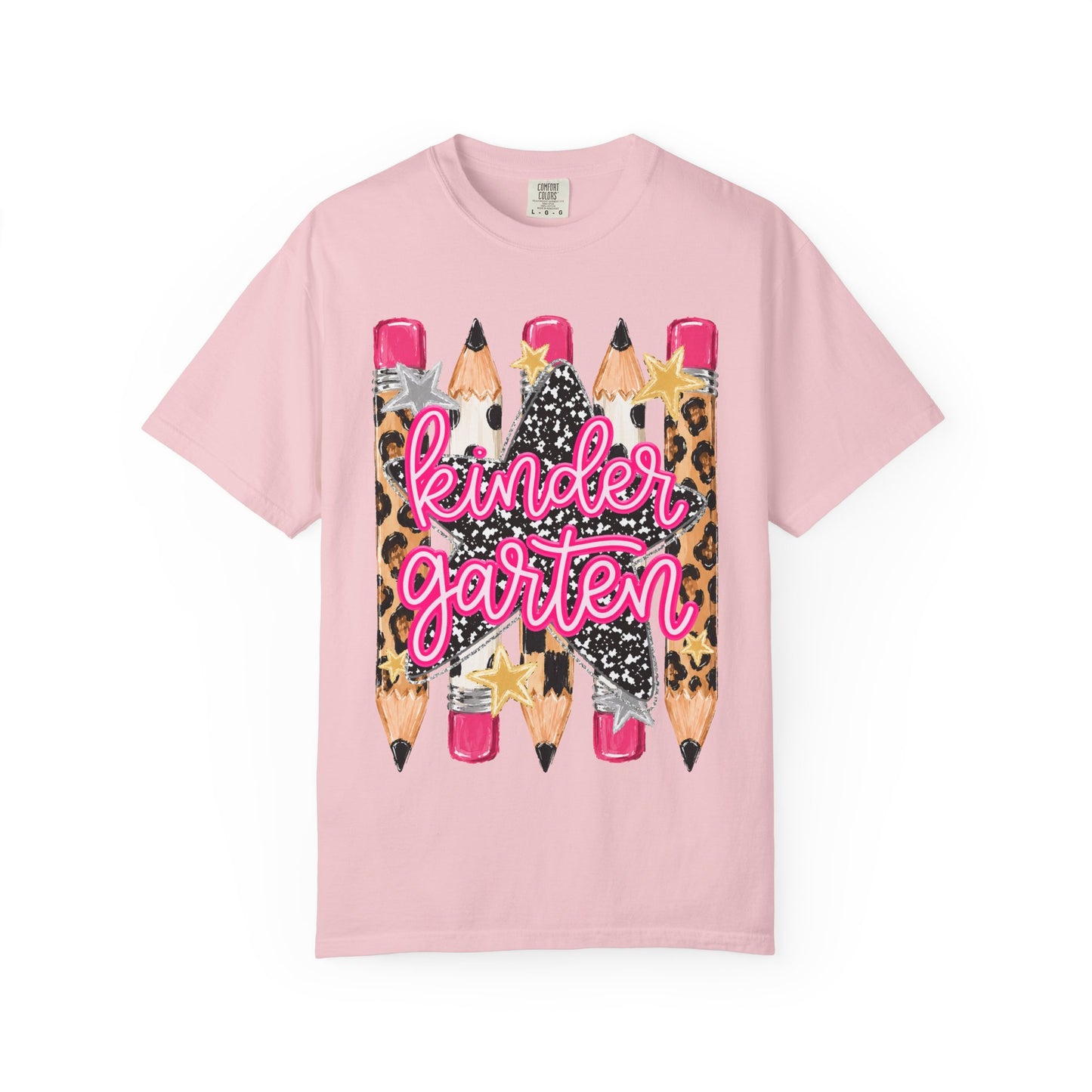 Kindergarten Leopard Pencil T-Shirt — Cute Back-to-School Tee for Teachers & Kids