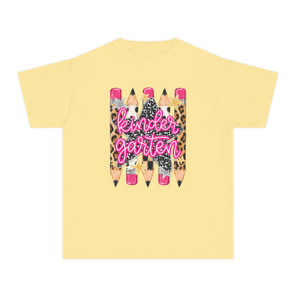 Kindergarten Leopard Pencil Youth Tee - Cute Back-to-School Shirt