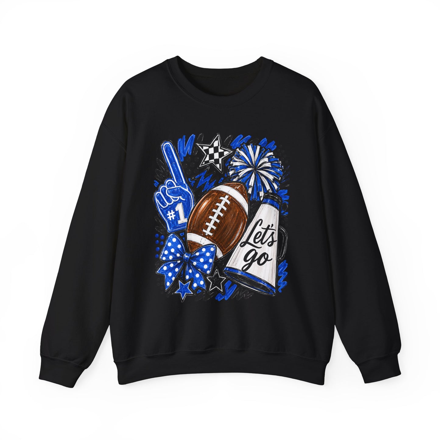 Football Fan Crewneck Sweatshirt – "Let's Go" Game Day Blue