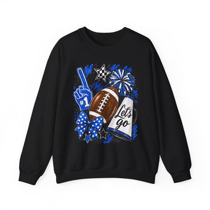 Football Fan Crewneck Sweatshirt – "Let's Go" Game Day Blue
