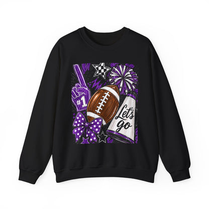 Football Spirit Crewneck Sweatshirt — “Let’s Go” Game Day Purple