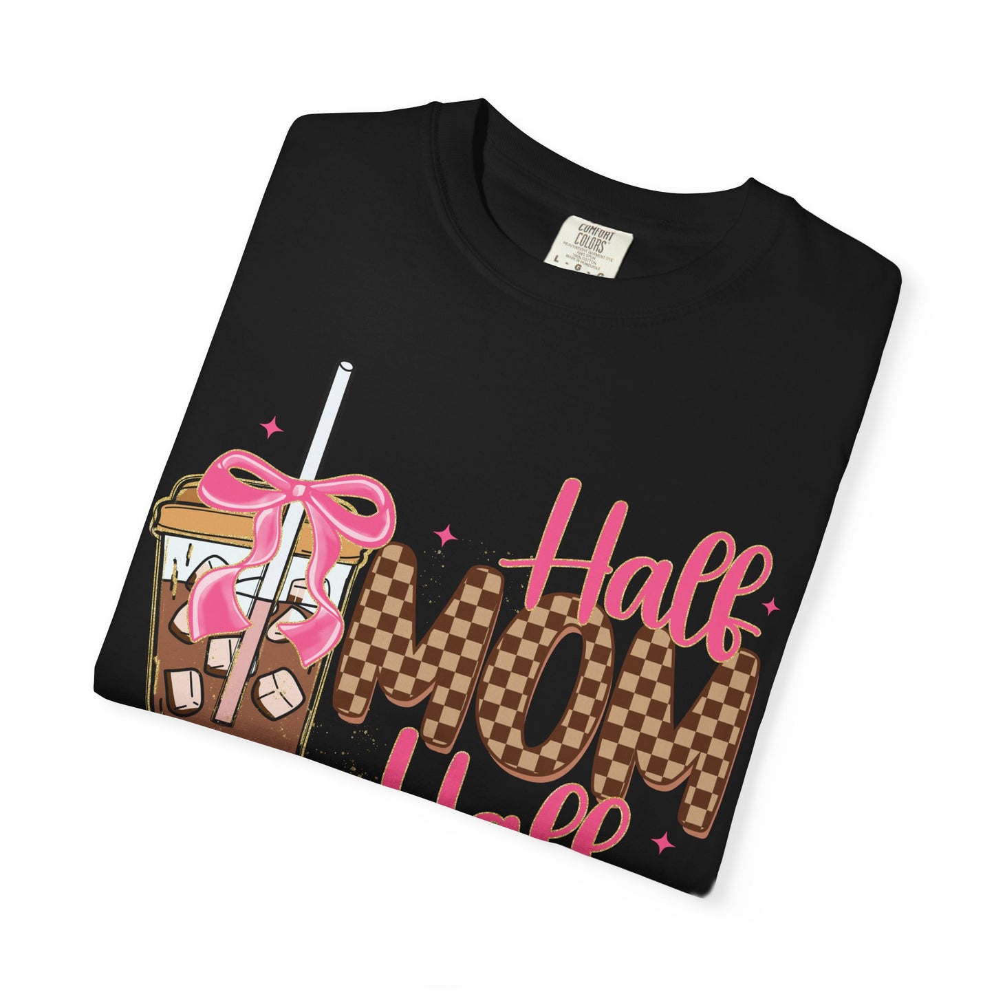Half Mom Half Coffee T-Shirt — Cute Leopard Iced Coffee Graphic Tee for Moms