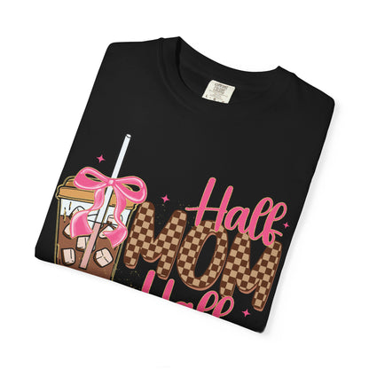 Half Mom Half Coffee T-Shirt — Cute Leopard Iced Coffee Graphic Tee for Moms