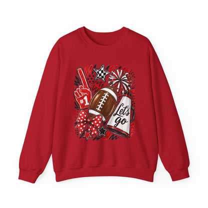 Football Spirit Crewneck Sweatshirt — “Let’s Go” Game Day Red