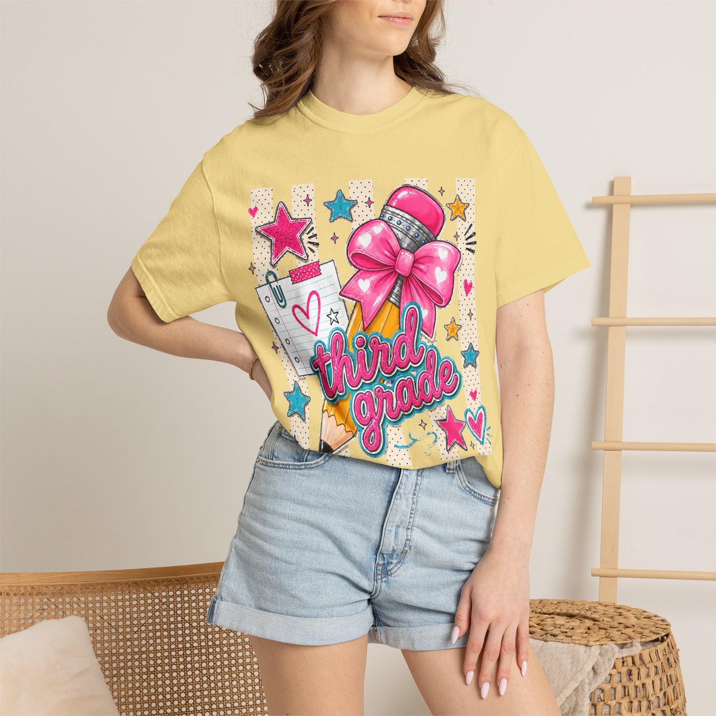 Third Grade Pencil & Microphone T-Shirt