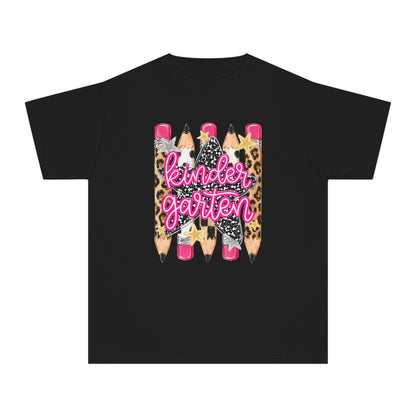 Kindergarten Leopard Pencil Youth Tee - Cute Back-to-School Shirt