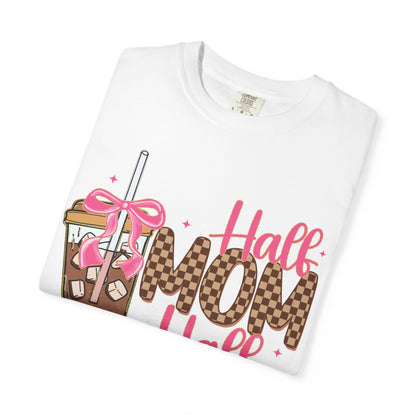 Half Mom Half Coffee T-Shirt — Cute Leopard Iced Coffee Graphic Tee for Moms