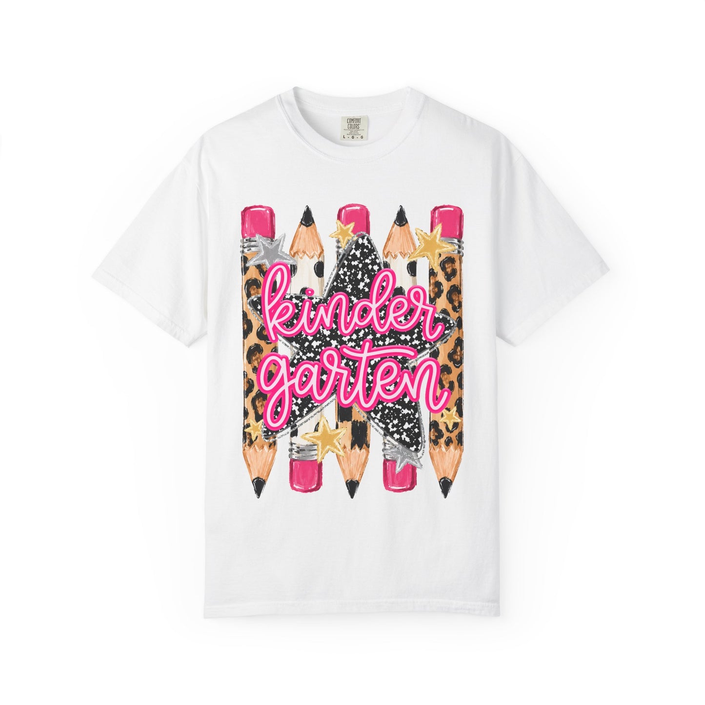 Kindergarten Leopard Pencil T-Shirt — Cute Back-to-School Tee for Teachers & Kids