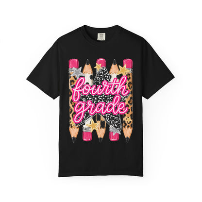 Fourth Grade Leopard Pencil T-Shirt