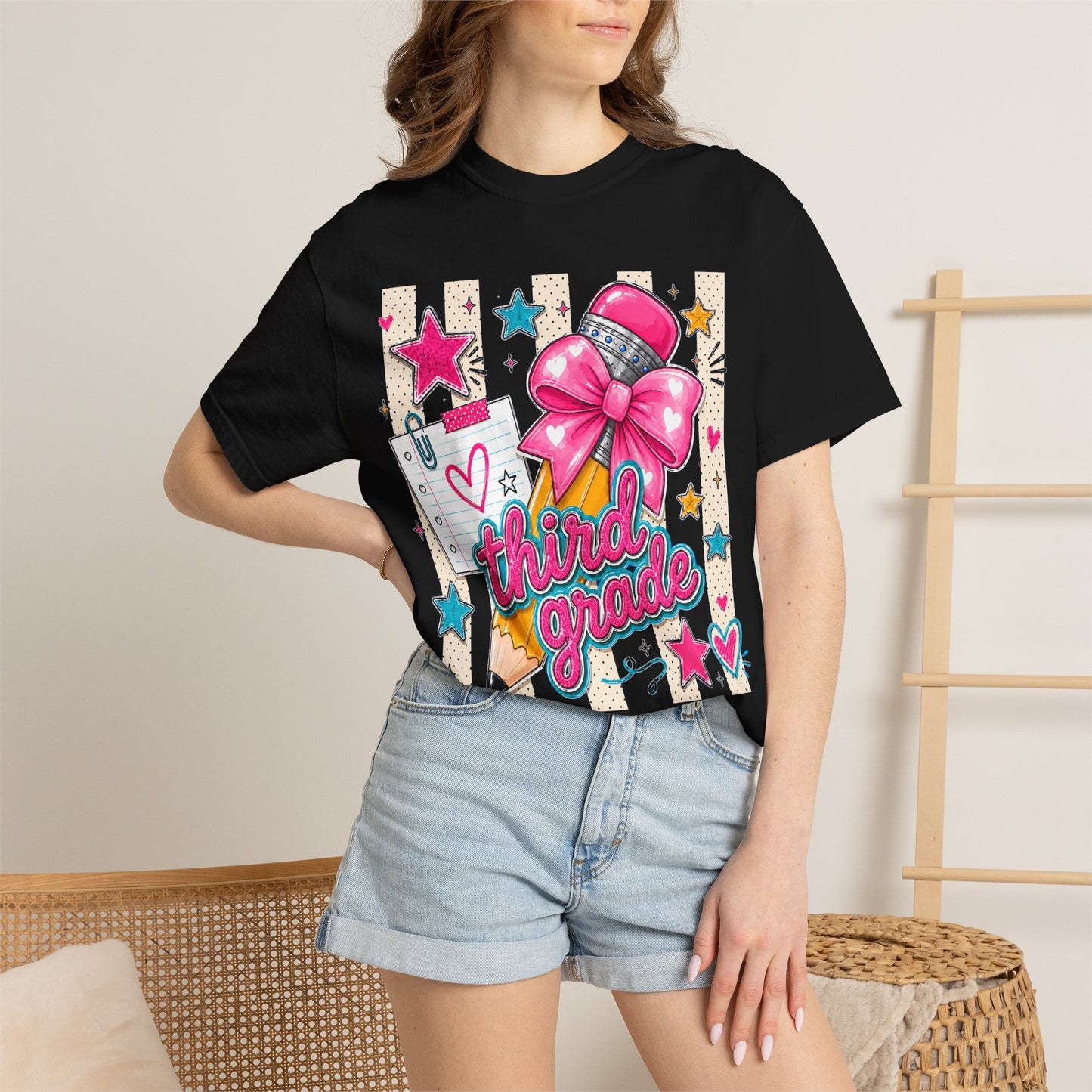Third Grade Pencil & Microphone T-Shirt