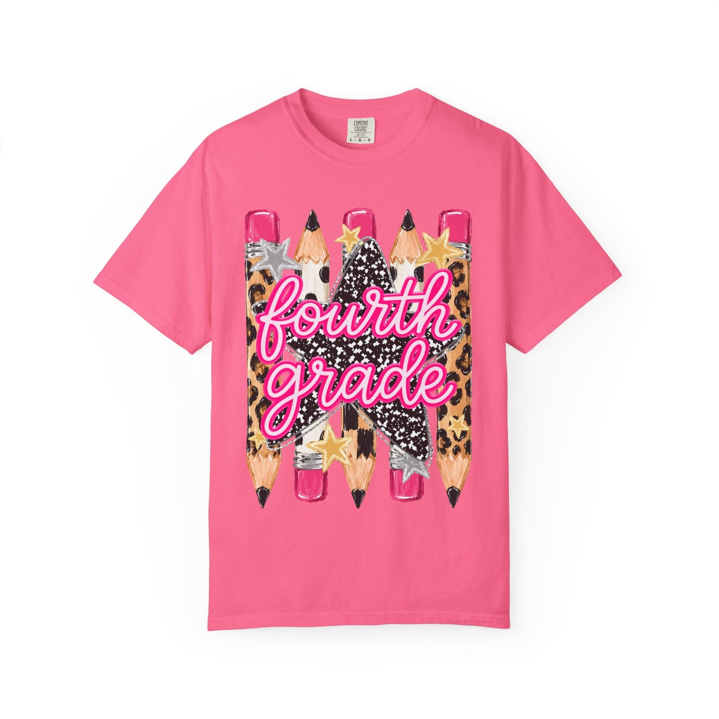 Fourth Grade Leopard Pencil T-Shirt