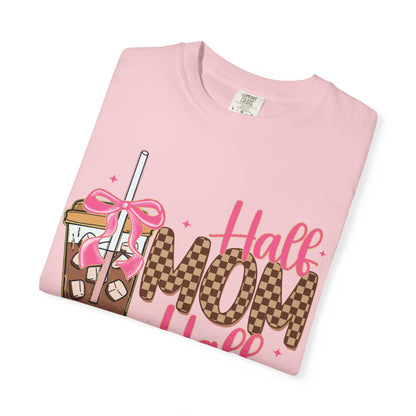 Half Mom Half Coffee T-Shirt — Cute Leopard Iced Coffee Graphic Tee for Moms
