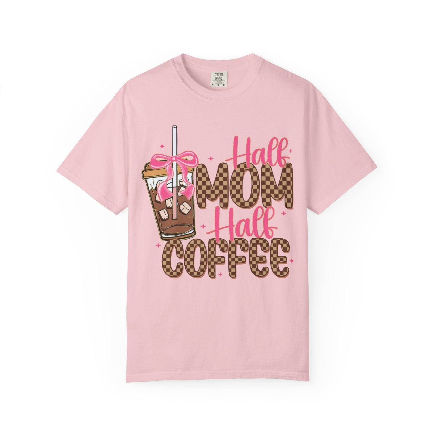 Half Mom Half Coffee T-Shirt — Cute Leopard Iced Coffee Graphic Tee for Moms