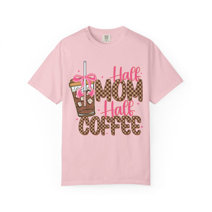 Half Mom Half Coffee T-Shirt — Cute Leopard Iced Coffee Graphic Tee for Moms