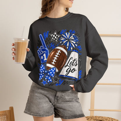 Football Fan Crewneck Sweatshirt – "Let's Go" Game Day Blue