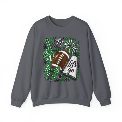 Football Spirit Crewneck Sweatshirt — “Let’s Go” Game Day Green