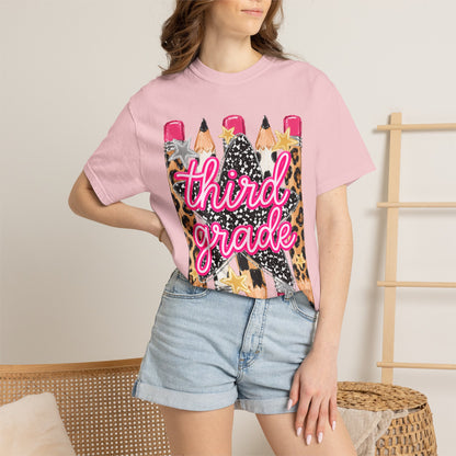 Third Grade Leopard Pencil T-Shirt