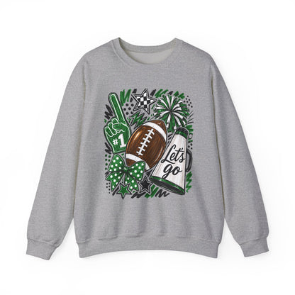 Football Spirit Crewneck Sweatshirt — “Let’s Go” Game Day Green