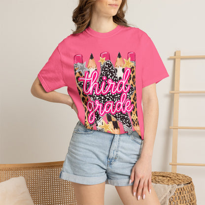 Third Grade Leopard Pencil T-Shirt