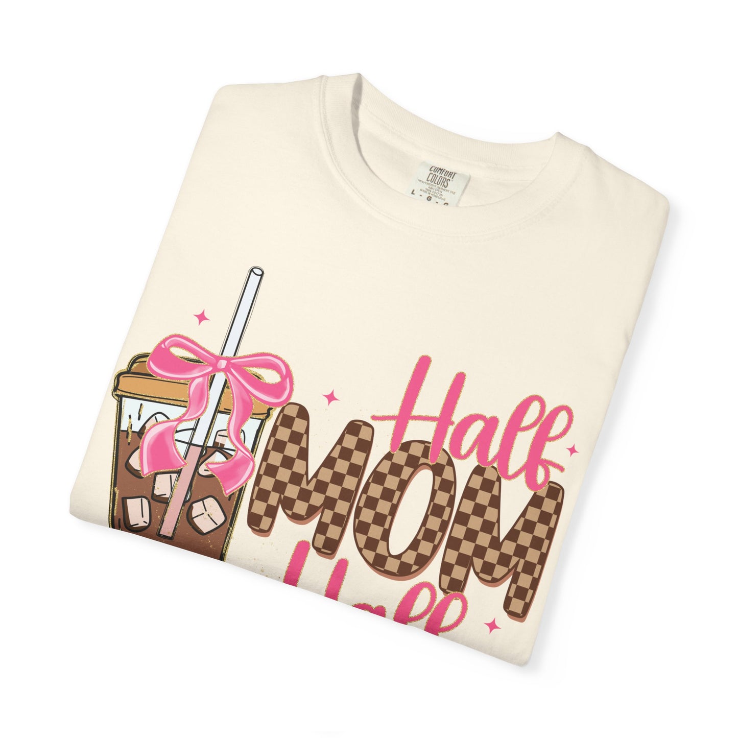 Half Mom Half Coffee T-Shirt — Cute Leopard Iced Coffee Graphic Tee for Moms
