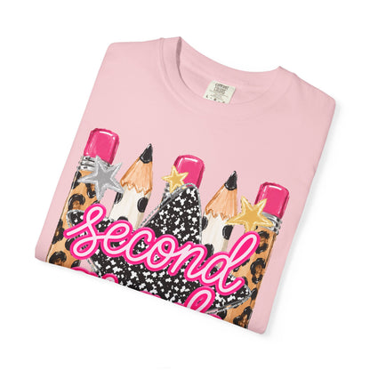 Second Grade Pencil Leopard T-Shirt — Cute Back-to-School Teacher Tee