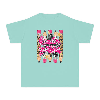 Kindergarten Leopard Pencil Youth Tee - Cute Back-to-School Shirt