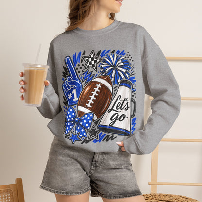 Football Fan Crewneck Sweatshirt – "Let's Go" Game Day Blue