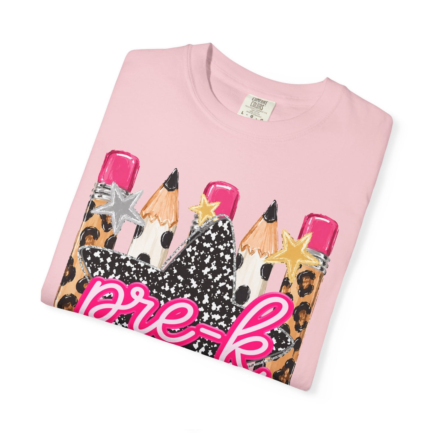 Pre-K Leopard Pencil Star T-Shirt — Cute Preschool Teacher / Back-to-School Tee