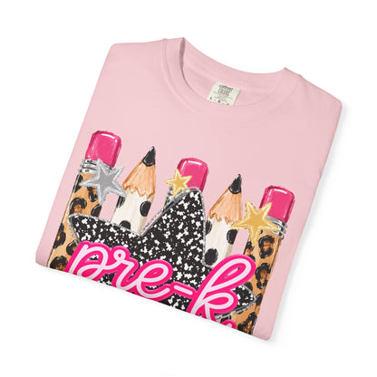 Pre-K Leopard Pencil Star T-Shirt — Cute Preschool Teacher / Back-to-School Tee