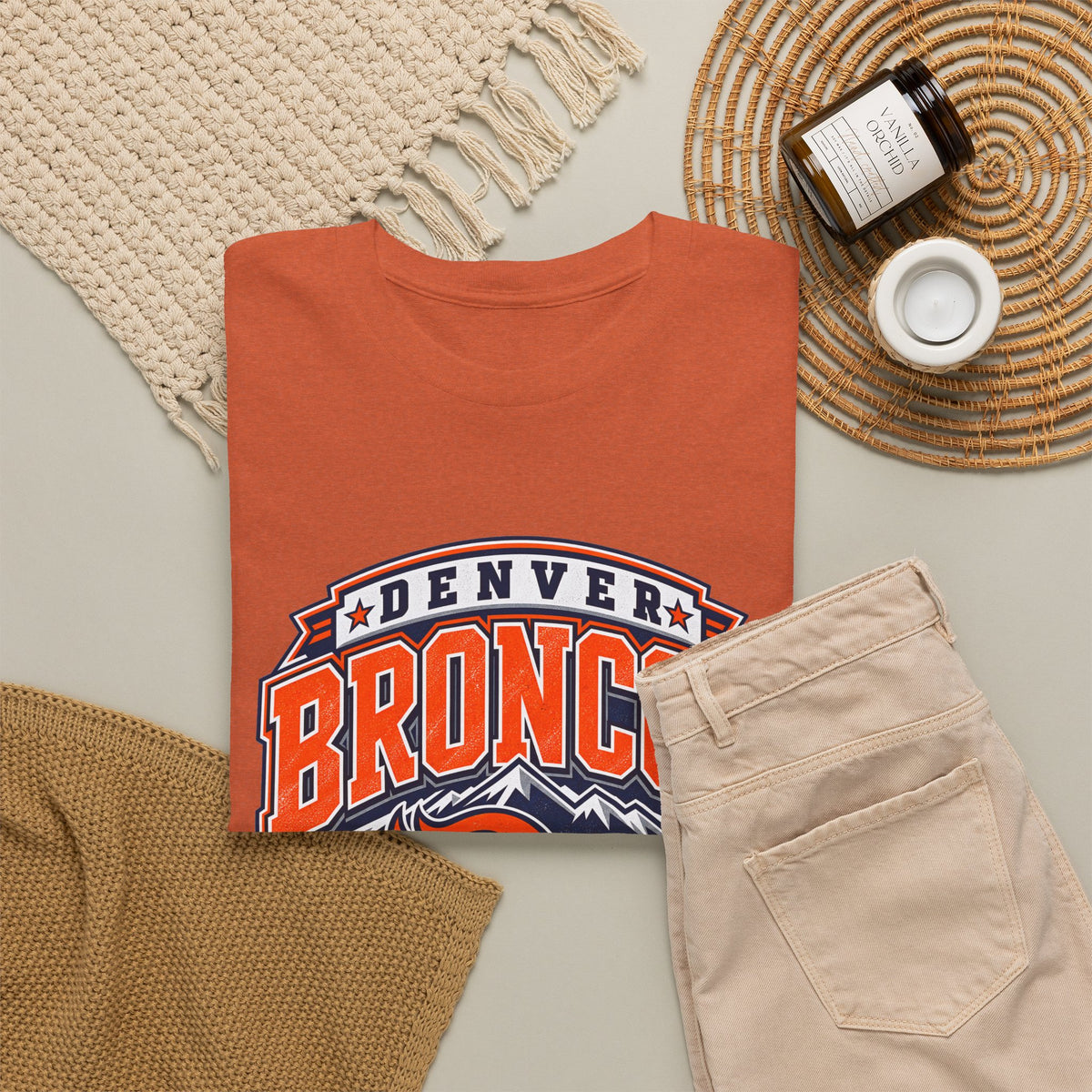 Denver Broncos-Retro Mountain Football Tee
