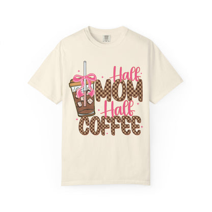 Half Mom Half Coffee T-Shirt — Cute Leopard Iced Coffee Graphic Tee for Moms