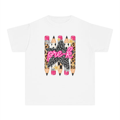 Pre-K Leopard Pencil Youth Tee — Cute Back-to-School Shirt for Preschool Girls