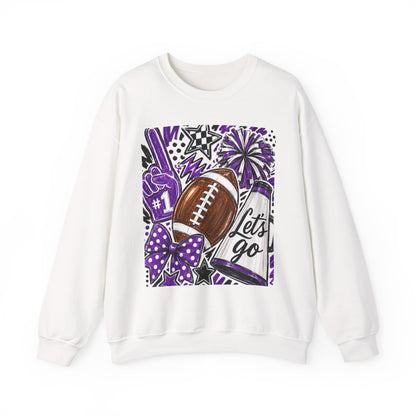 Football Spirit Crewneck Sweatshirt — “Let’s Go” Game Day Purple