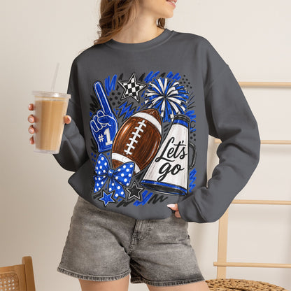Football Fan Crewneck Sweatshirt – "Let's Go" Game Day Blue